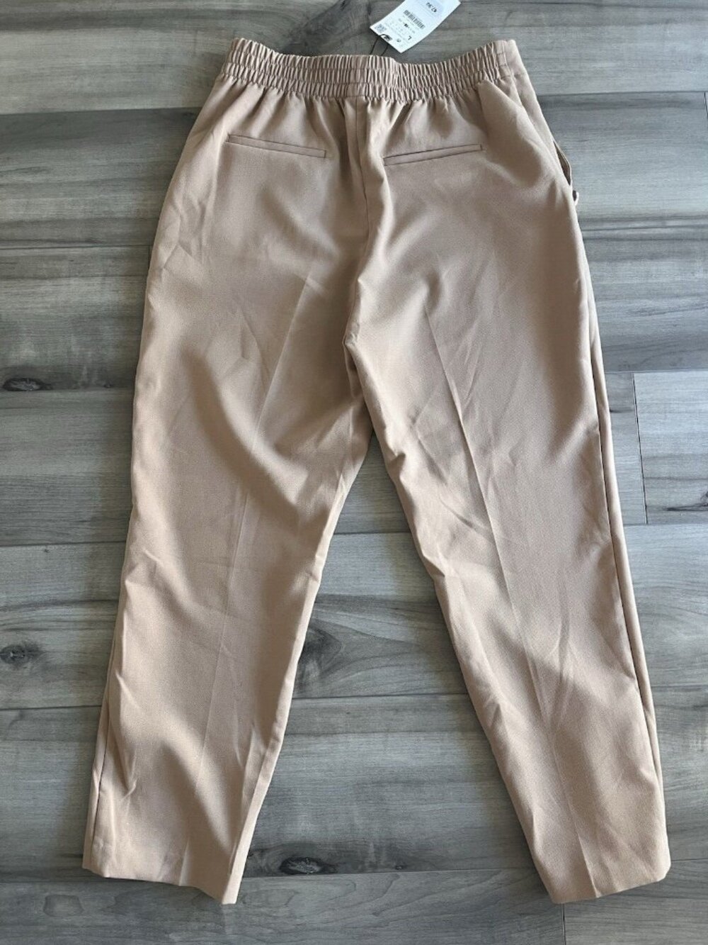 ZARA Tan Gold Button Ankle Pants Large NWT High Rise Straight Leg Quiet Luxury - Picture 7 of 12